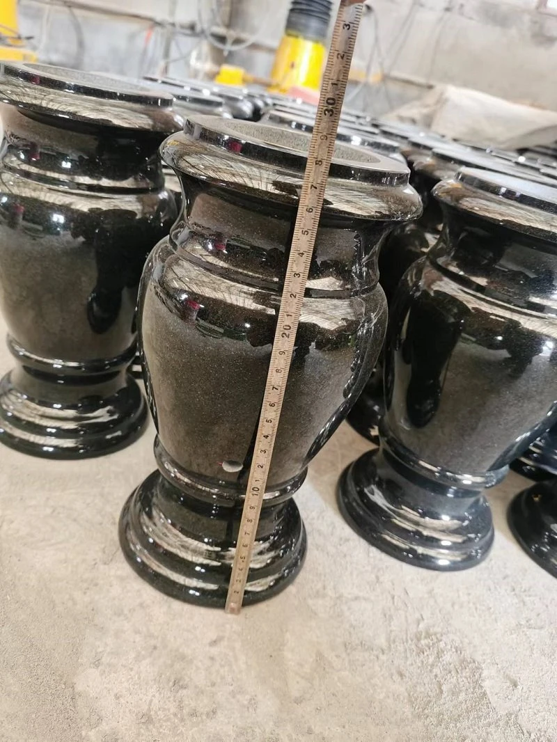 absolute black granite vase